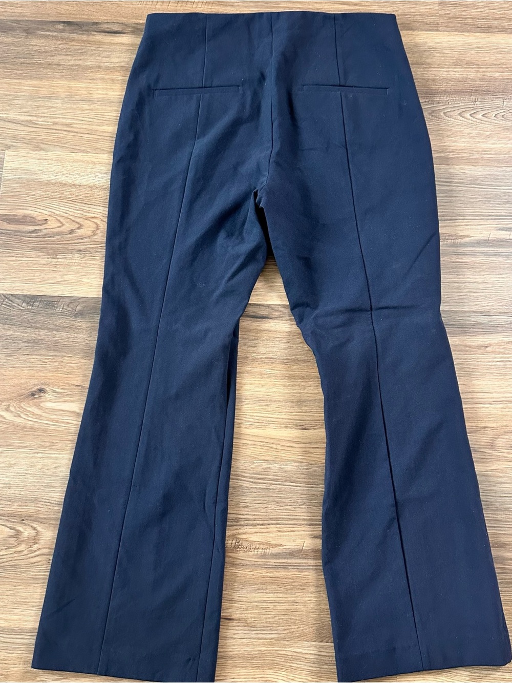 Vince Cropped Flare Dress Pants Womens Large Stretch Navy Blue Side Zip Office - Picture 10 of 11